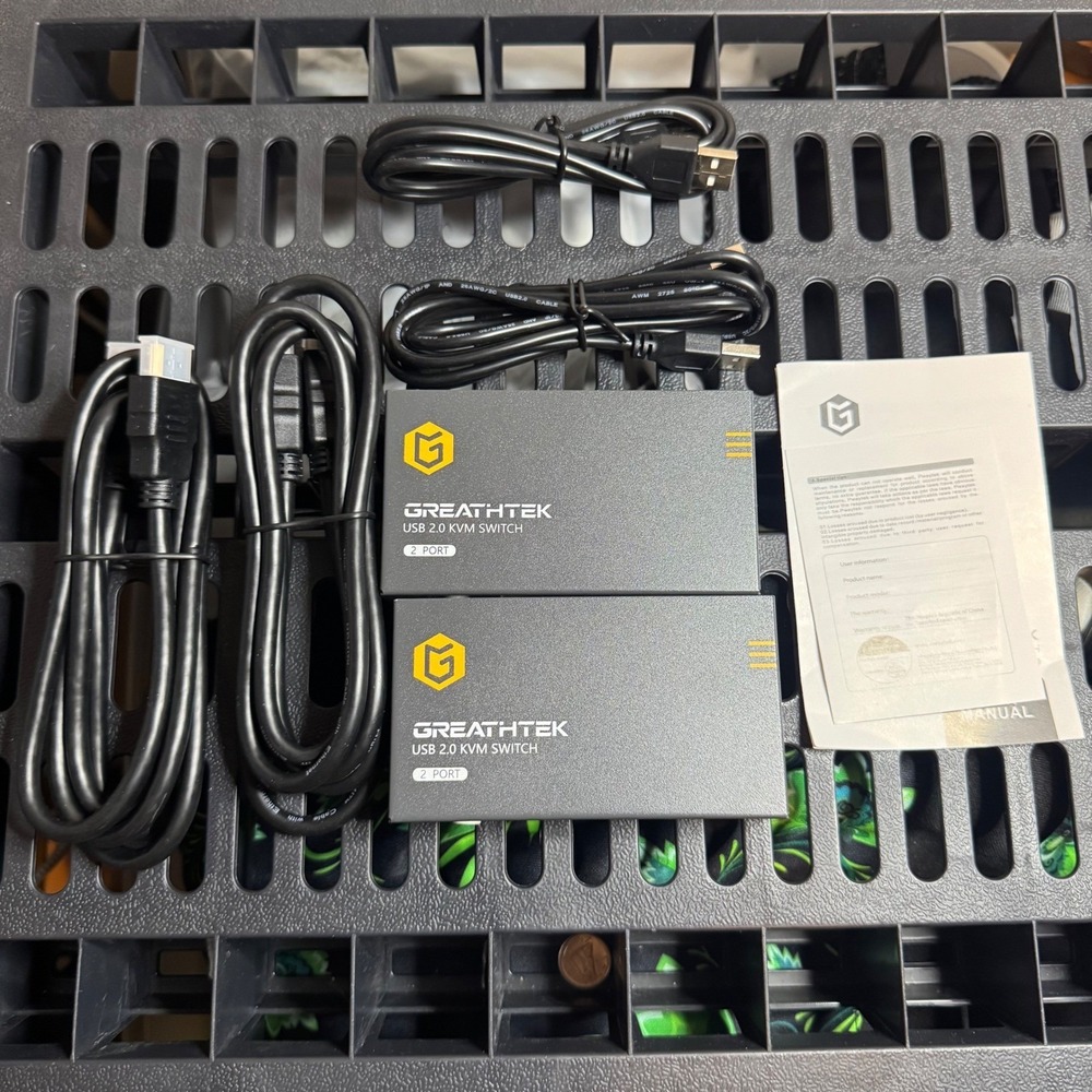 Greathtek 2 Port USB 2.0 HDMI KVM Switch 4K 30Hz Metal Shell Lot of 2 Gray